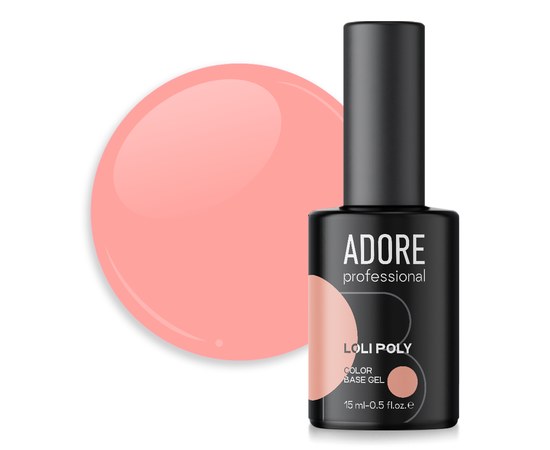 Изображение  Polybase for nails Adore Professional Loli Poly Base No. 06 peach, with brush, 15 ml, Volume (ml, g): 15, Color No.: 6, Color: Light beige