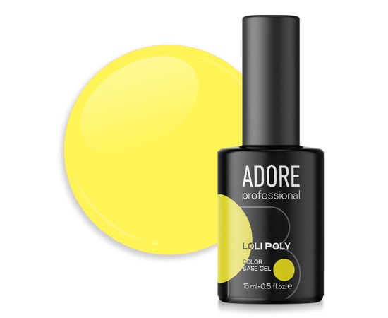 Изображение  Polybase for nails Adore Professional Loli Poly Base No. 07 bright yellow, with brush, 15 ml, Volume (ml, g): 15, Color No.: 7, Color: Light beige