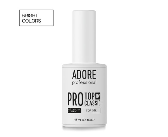 Изображение  Glossy top for light shades of gel polish Adore Professional Classic Top UV, 15 ml, Volume (ml, g): 15