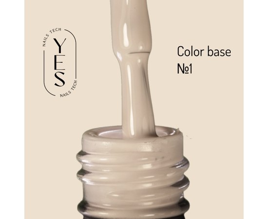 Изображение  База для гель-лака YES Color Base №01, 10 мл, Объем (мл, г): 10, Цвет №: 01, Цвет: Светло-бежевый