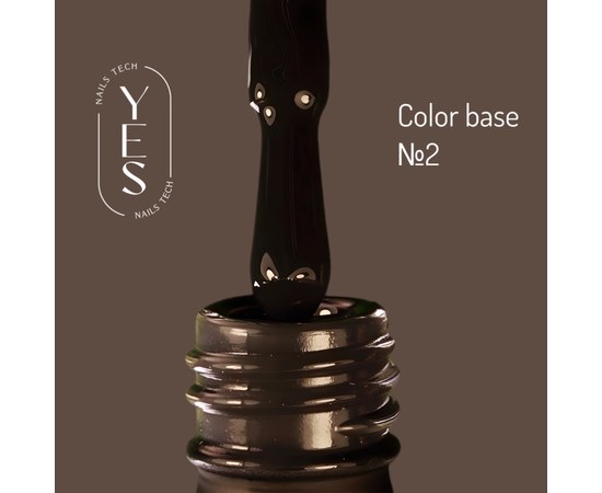 Зображення  База для гель-лаку YES Color Base №02, 10 мл, Об'єм (мл, г): 10, Цвет №: 02, Колір: Коричневий
