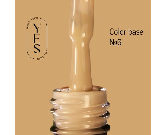 Изображение  Base for gel polish YES Color Base No.06, 10 ml, Volume (ml, g): 10, Color No.: 6, Color: Beige