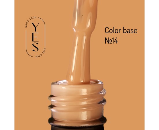 Зображення  База для гель-лаку YES Color Base №14, 10 мл, Об'єм (мл, г): 10, Цвет №: 14, Колір: Світло-коричневий