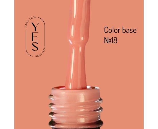 Изображение  База для гель-лака YES Color Base №18, 10 мл, Объем (мл, г): 10, Цвет №: 18, Цвет: Коралловый