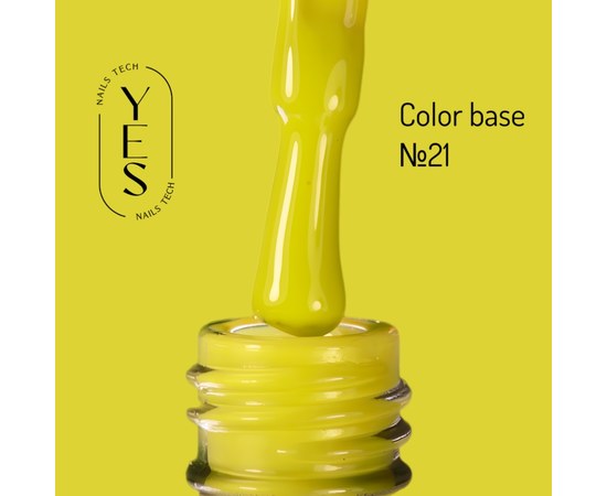 Зображення  База для гель-лаку YES Color Base №21, 10 мл, Об'єм (мл, г): 10, Цвет №: 21, Колір: Жовтий