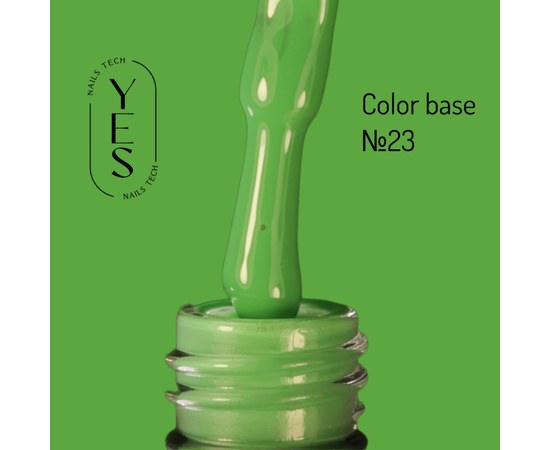 Зображення  База для гель-лаку YES Color Base №23, 10 мл, Об'єм (мл, г): 10, Цвет №: 23, Колір: Зелений