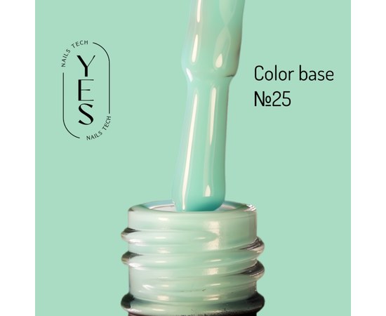Зображення  База для гель-лаку YES Color Base №25, 10 мл, Об'єм (мл, г): 10, Цвет №: 25, Колір: Бірюзовий