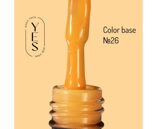 Изображение  Base for gel polish YES Color Base No.26, 10 ml, Volume (ml, g): 10, Color No.: 26, Color: Orange