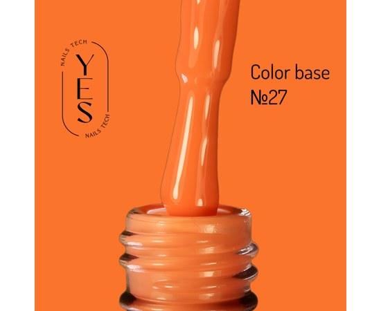 Изображение  База для гель-лака YES Color Base №27, 10 мл, Объем (мл, г): 10, Цвет №: 27, Цвет: Оранжевый