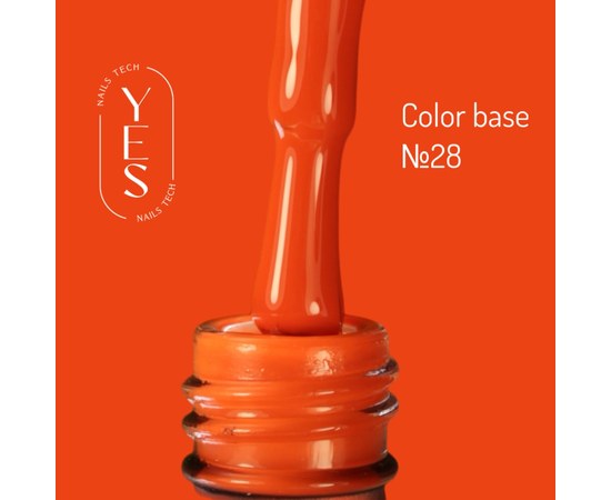 Зображення  База для гель-лаку YES Color Base №28, 10 мл, Об'єм (мл, г): 10, Цвет №: 28, Колір: Червоний