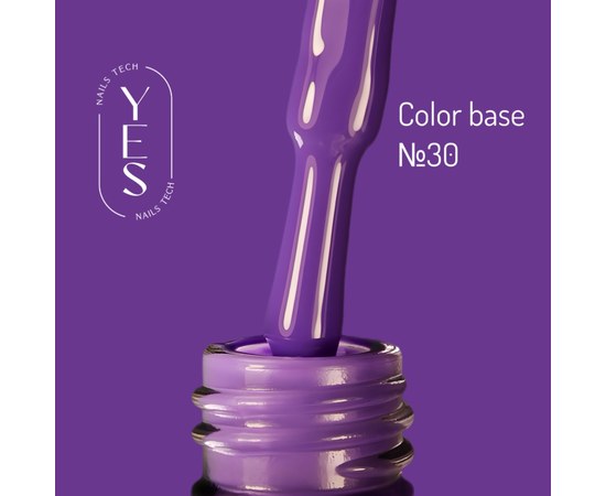 Зображення  База для гель-лаку YES Color Base №30, 10 мл, Об'єм (мл, г): 10, Цвет №: 30, Колір: Фіолетовий