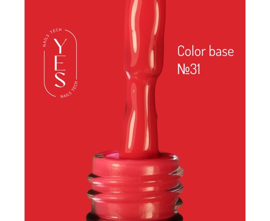 Зображення  База для гель-лаку YES Color Base №31, 10 мл, Об'єм (мл, г): 10, Цвет №: 31, Колір: Червоний