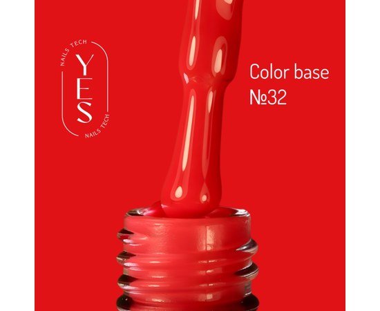 Изображение  База для гель-лака YES Color Base №32, 10 мл, Объем (мл, г): 10, Цвет №: 32, Цвет: Красный