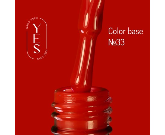 Зображення  База для гель-лаку YES Color Base №33, 10 мл, Об'єм (мл, г): 10, Цвет №: 33, Колір: Червоний