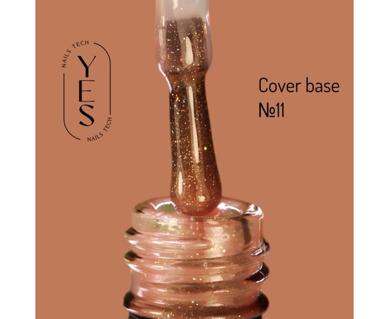 Зображення  База для гель-лаку YES Cover Base №11, 15 мл, Об'єм (мл, г): 15, Цвет №: 11, Колір: Світло-коричневий