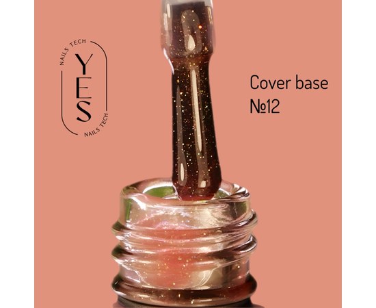 Изображение  База для гель-лака YES Cover Base №12, 10 мл, Объем (мл, г): 10, Цвет №: 12, Цвет: Розовый