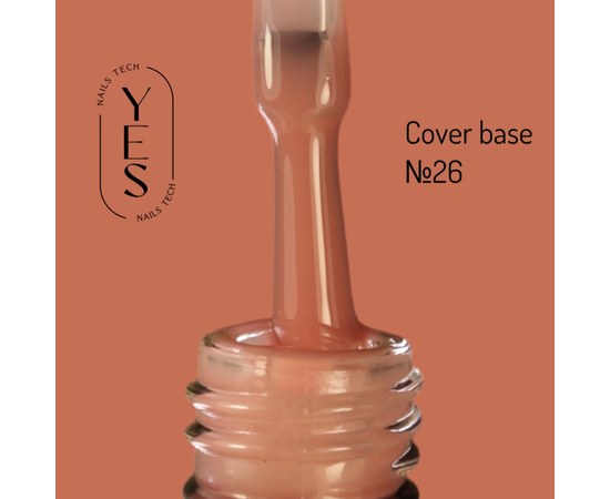 Зображення  База для гель-лаку YES Cover Base №26, 10 мл, Об'єм (мл, г): 10, Цвет №: 26, Колір: Світло-коричневий