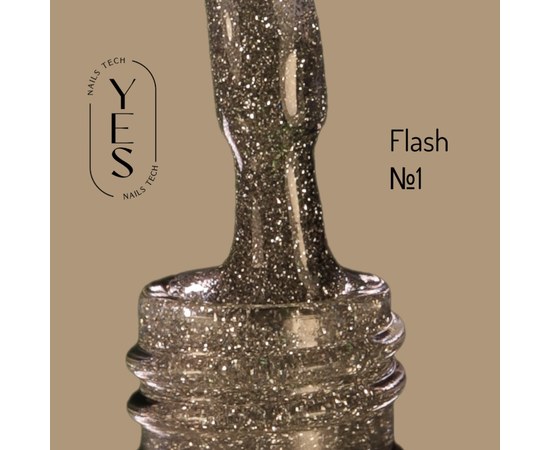 Зображення  Гель-лак для нігтів YES Gel polish Flash №01, 6 мл, Об'єм (мл, г): 6, Цвет №: 01
