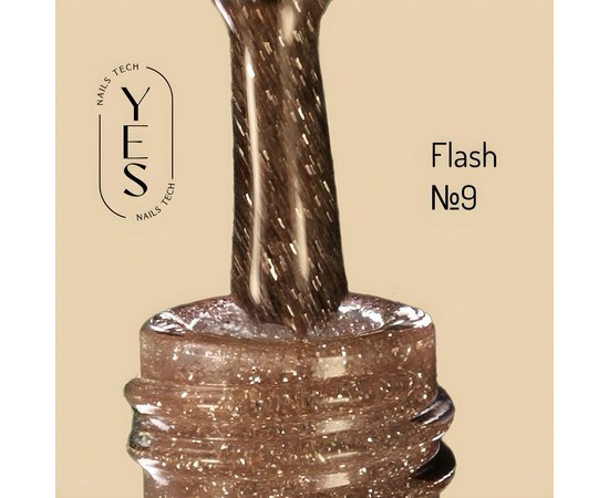 Зображення  Гель-лак для нігтів YES Gel polish Flash №09, 6 мл, Об'єм (мл, г): 6, Цвет №: 09