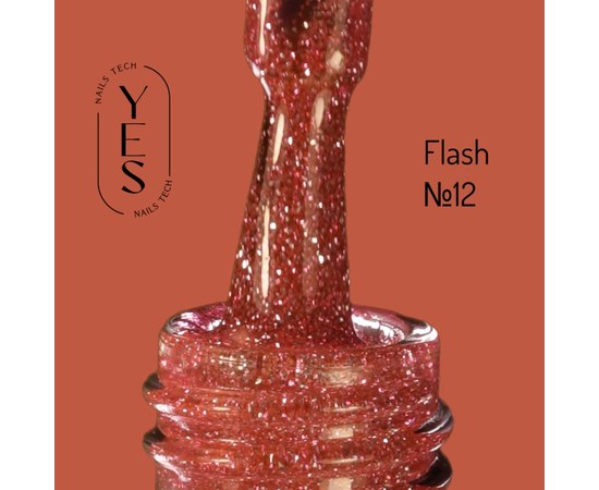 Изображение  Гель-лак для ногтей YES Gel polish Flash №12, 6 мл, Объем (мл, г): 6, Цвет №: 12