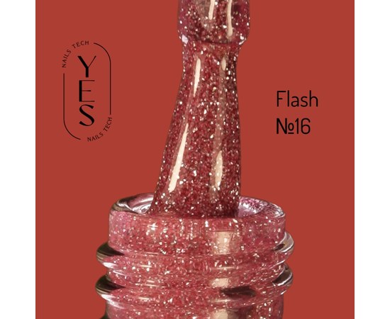 Зображення  Гель-лак для нігтів YES Gel polish Flash №16, 6 мл, Об'єм (мл, г): 6, Цвет №: 16