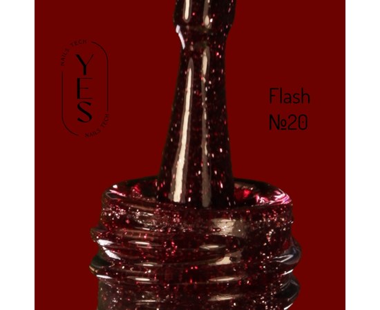 Зображення  Гель-лак для нігтів YES Gel polish Flash №20, 6 мл, Об'єм (мл, г): 6, Цвет №: 20