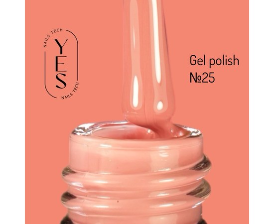 Зображення  Гель-лак для нігтів YES Gel polish №025, 6 мл, Об'єм (мл, г): 6, Цвет №: 025