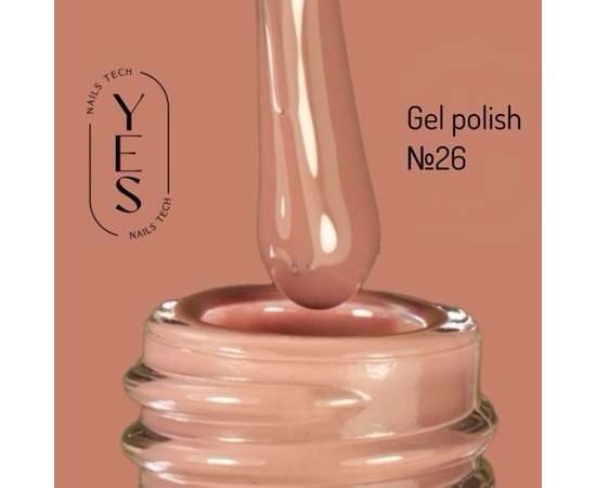 Изображение  Гель-лак для ногтей YES Gel polish №026, 6 мл, Объем (мл, г): 6, Цвет №: 026
