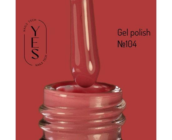 Зображення  Гель-лак для нігтів YES Gel polish №104, 6 мл, Об'єм (мл, г): 6, Цвет №: 104