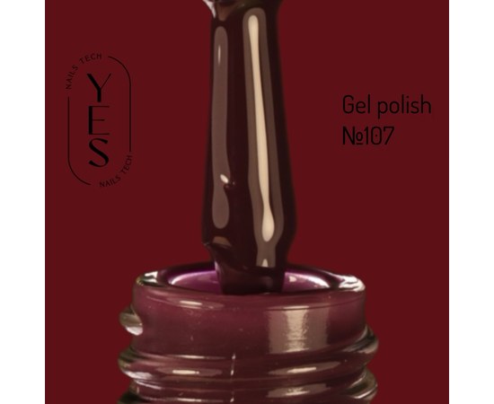 Изображение  Гель-лак для ногтей YES Gel polish №107, 6 мл, Объем (мл, г): 6, Цвет №: 107