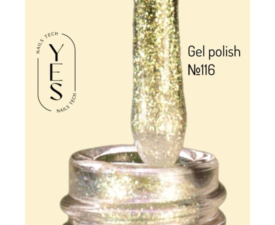 Зображення  Гель-лак для нігтів YES Gel polish №116, 6 мл, Об'єм (мл, г): 6, Цвет №: 116