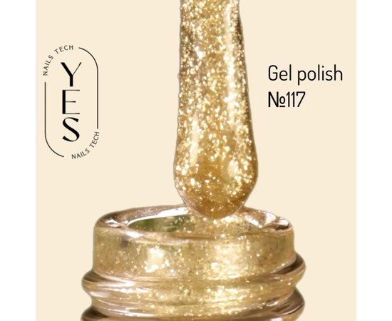 Зображення  Гель-лак для нігтів YES Gel polish №117, 6 мл, Об'єм (мл, г): 6, Цвет №: 117