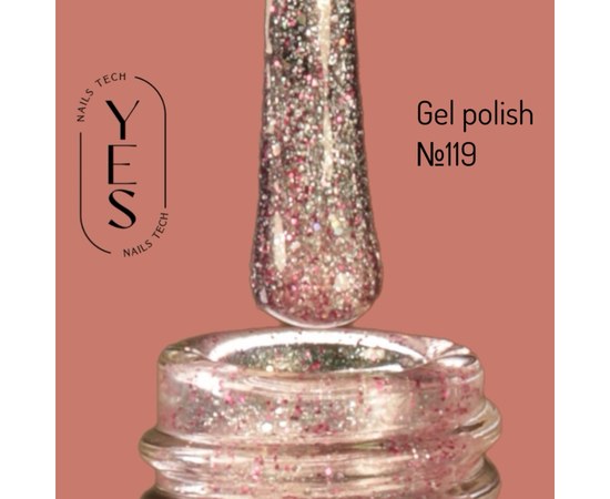 Зображення  Гель-лак для нігтів YES Gel polish №119, 6 мл, Об'єм (мл, г): 6, Цвет №: 119