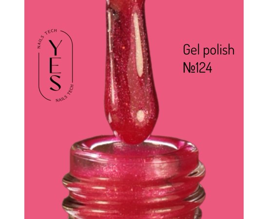 Изображение  Гель-лак для ногтей YES Gel polish №124, 6 мл, Объем (мл, г): 6, Цвет №: 124