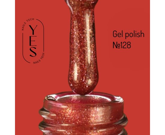 Изображение  Гель-лак для ногтей YES Gel polish №128, 6 мл, Объем (мл, г): 6, Цвет №: 128