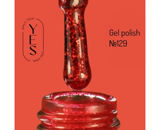 Зображення  Гель-лак для нігтів YES Gel polish №129, 6 мл, Об'єм (мл, г): 6, Цвет №: 129
