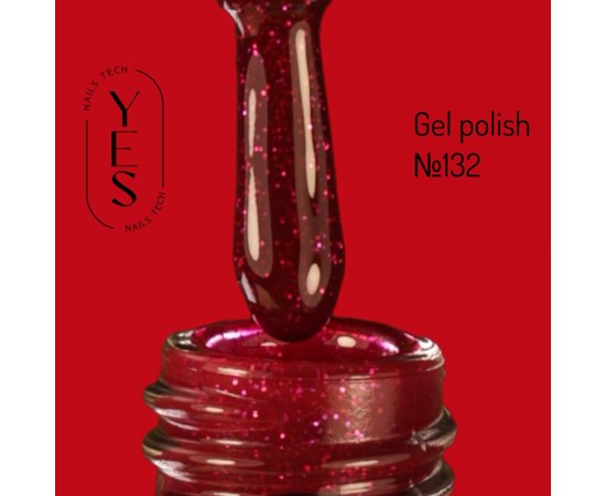 Зображення  Гель-лак для нігтів YES Gel polish №132, 6 мл, Об'єм (мл, г): 6, Цвет №: 132