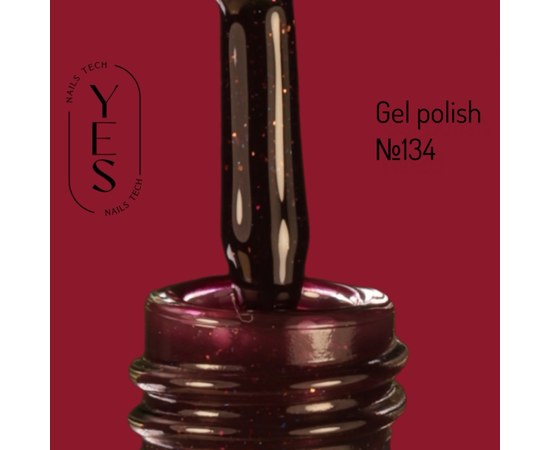 Зображення  Гель-лак для нігтів YES Gel polish №134, 6 мл, Об'єм (мл, г): 6, Цвет №: 134