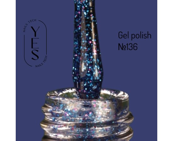 Изображение  Гель-лак для ногтей YES Gel polish №136, 6 мл, Объем (мл, г): 6, Цвет №: 136