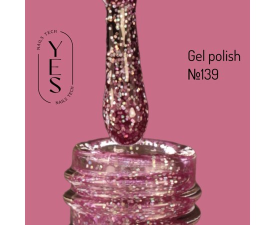 Зображення  Гель-лак для нігтів YES Gel polish №139, 6 мл, Об'єм (мл, г): 6, Цвет №: 139