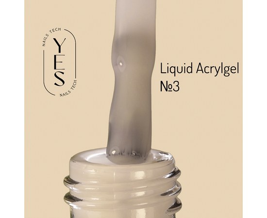Зображення  Рідкий акрил-гель YES Liquid Acrylgel №03, 15 мл, Об'єм (мл, г): 15, Цвет №: 03, Колір: Молочний
