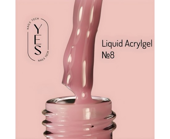Изображение  Жидкий акрил-гель YES Liquid Acrylgel №08, 15 мл, Объем (мл, г): 15, Цвет №: 08, Цвет: Розовый