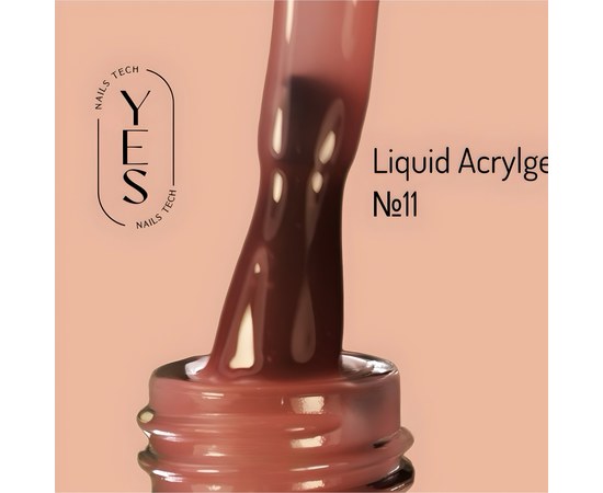 Зображення  Рідкий акрил-гель YES Liquid Acrylgel №11, 15 мл, Об'єм (мл, г): 15, Цвет №: 11, Колір: Рожевий