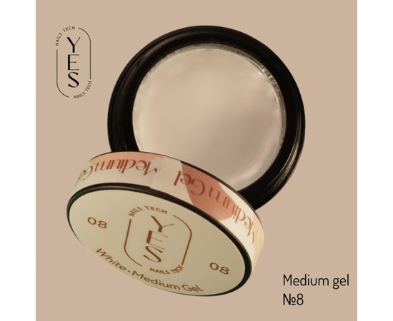 Изображение  Nail modelling gel YES Medium Gel No.08, 15 ml, Volume (ml, g): 15, Color No.: 8, Color: Light beige