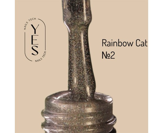 Зображення  Гель-лак для нігтів YES Gel polish Rainbow Cat №02, 6 мл, Об'єм (мл, г): 6, Цвет №: 02