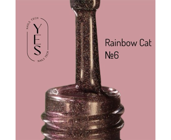 Изображение  Гель-лак для ногтей YES Gel polish Rainbow Cat №06, 6 мл, Объем (мл, г): 6, Цвет №: 06