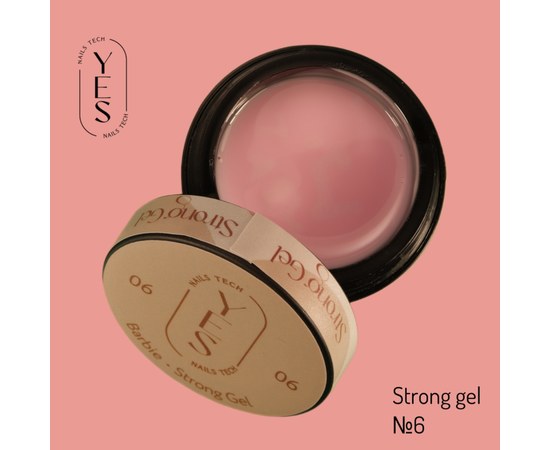 Зображення  Гель для нарощування нігтів YES Strong Gel №06, 15 мл, Об'єм (мл, г): 15, Цвет №: 06, Колір: Рожевий