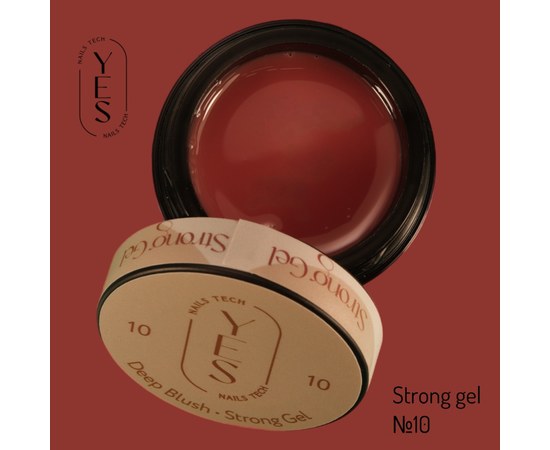 Изображение  Nail modelling gel YES Strong Gel No.10, 15 ml, Volume (ml, g): 15, Color No.: 10, Color: Bordeaux
