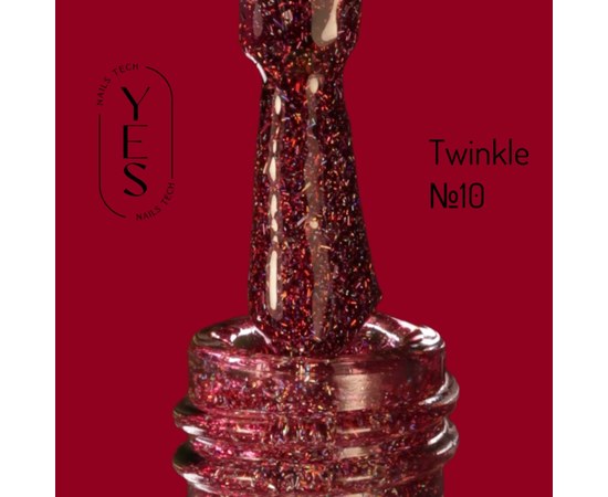 Зображення  Гель-лак для нігтів YES Gel polish Twinkle №10, 6 мл, Об'єм (мл, г): 6, Цвет №: 10