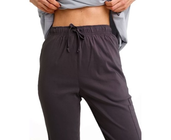 Изображение  Медицинские брюки женские джогеры стрейч темно-серые р. 52, "БЕЛЫЙ ХАЛАТ" 303-408-730, Размер: 52, Цвет: темно-серый